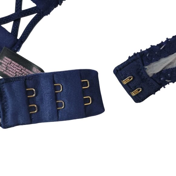 Victoria's Secret Push Up Bra Blue Navy 34C Padded Underwire Strappy Very Sexy - Picture 9 of 12